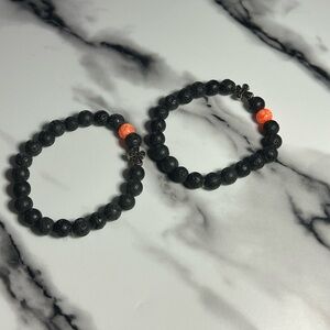 Black Lava Stone Bracelet Set | 8 mm Beads | Grounding & Energy
